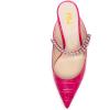imageFSJ Women Rhinestone Cone Low Heel Mules Closed Pointed Toe One Strap Sandals Slip On Backless Bridal Party Dress Shoes Size 415 USHot Pink Embossing