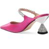 imageFSJ Women Rhinestone Cone Low Heel Mules Closed Pointed Toe One Strap Sandals Slip On Backless Bridal Party Dress Shoes Size 415 USHot Pink Lustrous Leather