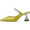 imageFSJ Women Rhinestone Cone Low Heel Mules Closed Pointed Toe One Strap Sandals Slip On Backless Bridal Party Dress Shoes Size 415 USKelly