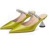 imageFSJ Women Rhinestone Cone Low Heel Mules Closed Pointed Toe One Strap Sandals Slip On Backless Bridal Party Dress Shoes Size 415 USKelly
