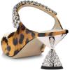 imageFSJ Women Rhinestone Cone Low Heel Mules Closed Pointed Toe One Strap Sandals Slip On Backless Bridal Party Dress Shoes Size 415 USLeopart Print