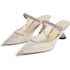imageFSJ Women Rhinestone Cone Low Heel Mules Closed Pointed Toe One Strap Sandals Slip On Backless Bridal Party Dress Shoes Size 415 USMesh
