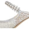 imageFSJ Women Rhinestone Cone Low Heel Mules Closed Pointed Toe One Strap Sandals Slip On Backless Bridal Party Dress Shoes Size 415 USMesh