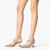 imageFSJ Women Rhinestone Cone Low Heel Mules Closed Pointed Toe One Strap Sandals Slip On Backless Bridal Party Dress Shoes Size 415 USNude