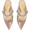 imageFSJ Women Rhinestone Cone Low Heel Mules Closed Pointed Toe One Strap Sandals Slip On Backless Bridal Party Dress Shoes Size 415 USNude