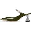 imageFSJ Women Rhinestone Cone Low Heel Mules Closed Pointed Toe One Strap Sandals Slip On Backless Bridal Party Dress Shoes Size 415 USOlive