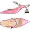 imageFSJ Women Rhinestone Cone Low Heel Mules Closed Pointed Toe One Strap Sandals Slip On Backless Bridal Party Dress Shoes Size 415 USPink
