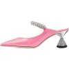 imageFSJ Women Rhinestone Cone Low Heel Mules Closed Pointed Toe One Strap Sandals Slip On Backless Bridal Party Dress Shoes Size 415 USPink