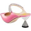 imageFSJ Women Rhinestone Cone Low Heel Mules Closed Pointed Toe One Strap Sandals Slip On Backless Bridal Party Dress Shoes Size 415 USPink