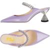 imageFSJ Women Rhinestone Cone Low Heel Mules Closed Pointed Toe One Strap Sandals Slip On Backless Bridal Party Dress Shoes Size 415 USPurple