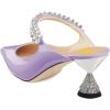 imageFSJ Women Rhinestone Cone Low Heel Mules Closed Pointed Toe One Strap Sandals Slip On Backless Bridal Party Dress Shoes Size 415 USPurple