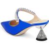 imageFSJ Women Rhinestone Cone Low Heel Mules Closed Pointed Toe One Strap Sandals Slip On Backless Bridal Party Dress Shoes Size 415 USRoyalblue