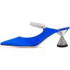 imageFSJ Women Rhinestone Cone Low Heel Mules Closed Pointed Toe One Strap Sandals Slip On Backless Bridal Party Dress Shoes Size 415 USRoyalblue