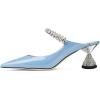 imageFSJ Women Rhinestone Cone Low Heel Mules Closed Pointed Toe One Strap Sandals Slip On Backless Bridal Party Dress Shoes Size 415 USSky Blue