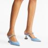 imageFSJ Women Rhinestone Cone Low Heel Mules Closed Pointed Toe One Strap Sandals Slip On Backless Bridal Party Dress Shoes Size 415 USSky Blue