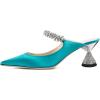 imageFSJ Women Rhinestone Cone Low Heel Mules Closed Pointed Toe One Strap Sandals Slip On Backless Bridal Party Dress Shoes Size 415 USTurquoise