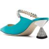 imageFSJ Women Rhinestone Cone Low Heel Mules Closed Pointed Toe One Strap Sandals Slip On Backless Bridal Party Dress Shoes Size 415 USTurquoise