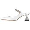 imageFSJ Women Rhinestone Cone Low Heel Mules Closed Pointed Toe One Strap Sandals Slip On Backless Bridal Party Dress Shoes Size 415 USWhite