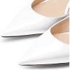 imageFSJ Women Rhinestone Cone Low Heel Mules Closed Pointed Toe One Strap Sandals Slip On Backless Bridal Party Dress Shoes Size 415 USWhite