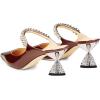 imageFSJ Women Rhinestone Cone Low Heel Mules Closed Pointed Toe One Strap Sandals Slip On Backless Bridal Party Dress Shoes Size 415 USWine Red