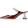 imageFSJ Women Rhinestone Cone Low Heel Mules Closed Pointed Toe One Strap Sandals Slip On Backless Bridal Party Dress Shoes Size 415 USWine Red