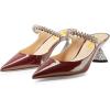 imageFSJ Women Rhinestone Cone Low Heel Mules Closed Pointed Toe One Strap Sandals Slip On Backless Bridal Party Dress Shoes Size 415 USWine Red