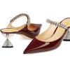 imageFSJ Women Rhinestone Cone Low Heel Mules Closed Pointed Toe One Strap Sandals Slip On Backless Bridal Party Dress Shoes Size 415 USWine Red