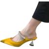 imageFSJ Women Rhinestone Cone Low Heel Mules Closed Pointed Toe One Strap Sandals Slip On Backless Bridal Party Dress Shoes Size 415 USYellow