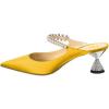 imageFSJ Women Rhinestone Cone Low Heel Mules Closed Pointed Toe One Strap Sandals Slip On Backless Bridal Party Dress Shoes Size 415 USYellow