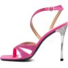 imageFSJ Women Sexy Open Toe Thong Sandals Stiletto High Heel with Rhinestone Ankle Strap Slingback Ladies Summer Shoes Size 415 USFuchsia