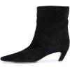 imageFSJ Women Square Toe Comfort Kitten Low Heel Ankle Boot Pull On Bootie Winter Faux Suede Casual Dressy Shoes Size 416 USBlack