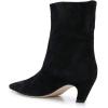 imageFSJ Women Square Toe Comfort Kitten Low Heel Ankle Boot Pull On Bootie Winter Faux Suede Casual Dressy Shoes Size 416 USBlack