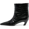 imageFSJ Women Square Toe Comfort Kitten Low Heel Ankle Boot Pull On Bootie Winter Faux Suede Casual Dressy Shoes Size 416 USBlack Alligator