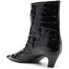 imageFSJ Women Square Toe Comfort Kitten Low Heel Ankle Boot Pull On Bootie Winter Faux Suede Casual Dressy Shoes Size 416 USBlack Alligator