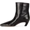 imageFSJ Women Square Toe Comfort Kitten Low Heel Ankle Boot Pull On Bootie Winter Faux Suede Casual Dressy Shoes Size 416 USBlack Leather