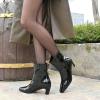 imageFSJ Women Square Toe Comfort Kitten Low Heel Ankle Boot Pull On Bootie Winter Faux Suede Casual Dressy Shoes Size 416 USBlack Pu