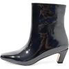 imageFSJ Women Square Toe Comfort Kitten Low Heel Ankle Boot Pull On Bootie Winter Faux Suede Casual Dressy Shoes Size 416 USBlack Pu