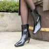 imageFSJ Women Square Toe Comfort Kitten Low Heel Ankle Boot Pull On Bootie Winter Faux Suede Casual Dressy Shoes Size 416 USBlack Pu