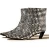 imageFSJ Women Square Toe Comfort Kitten Low Heel Ankle Boot Pull On Bootie Winter Faux Suede Casual Dressy Shoes Size 416 USBlack Rhinestone