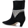 imageFSJ Women Square Toe Comfort Kitten Low Heel Ankle Boot Pull On Bootie Winter Faux Suede Casual Dressy Shoes Size 416 USBlacktassel