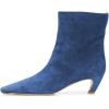 imageFSJ Women Square Toe Comfort Kitten Low Heel Ankle Boot Pull On Bootie Winter Faux Suede Casual Dressy Shoes Size 416 USBlue