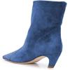 imageFSJ Women Square Toe Comfort Kitten Low Heel Ankle Boot Pull On Bootie Winter Faux Suede Casual Dressy Shoes Size 416 USBlue