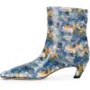 imageFSJ Women Square Toe Comfort Kitten Low Heel Ankle Boot Pull On Bootie Winter Faux Suede Casual Dressy Shoes Size 416 USBlue Paint