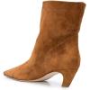 imageFSJ Women Square Toe Comfort Kitten Low Heel Ankle Boot Pull On Bootie Winter Faux Suede Casual Dressy Shoes Size 416 USBrown