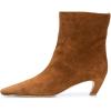 imageFSJ Women Square Toe Comfort Kitten Low Heel Ankle Boot Pull On Bootie Winter Faux Suede Casual Dressy Shoes Size 416 USBrown