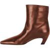 imageFSJ Women Square Toe Comfort Kitten Low Heel Ankle Boot Pull On Bootie Winter Faux Suede Casual Dressy Shoes Size 416 USBrown Leather