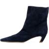 imageFSJ Women Square Toe Comfort Kitten Low Heel Ankle Boot Pull On Bootie Winter Faux Suede Casual Dressy Shoes Size 416 USDark Blue