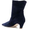 imageFSJ Women Square Toe Comfort Kitten Low Heel Ankle Boot Pull On Bootie Winter Faux Suede Casual Dressy Shoes Size 416 USDark Blue