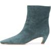 imageFSJ Women Square Toe Comfort Kitten Low Heel Ankle Boot Pull On Bootie Winter Faux Suede Casual Dressy Shoes Size 416 USDark Cyan