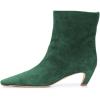 imageFSJ Women Square Toe Comfort Kitten Low Heel Ankle Boot Pull On Bootie Winter Faux Suede Casual Dressy Shoes Size 416 USGreen